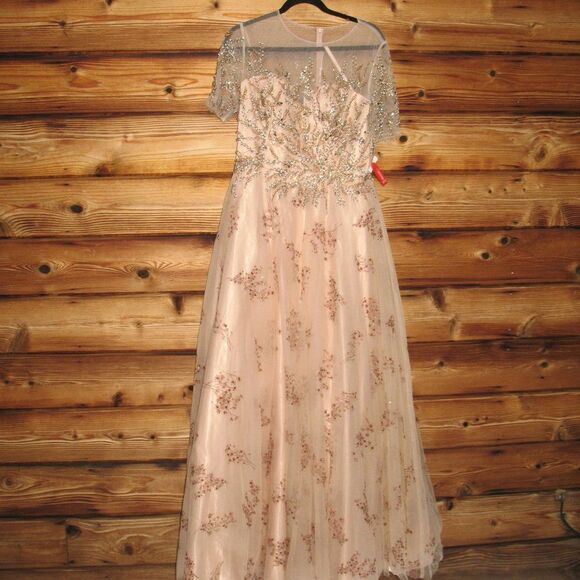 Mac Duggal 79317 Illusion Cap Sleeve A Line Gown Dress  10 - Picture 6 of 16